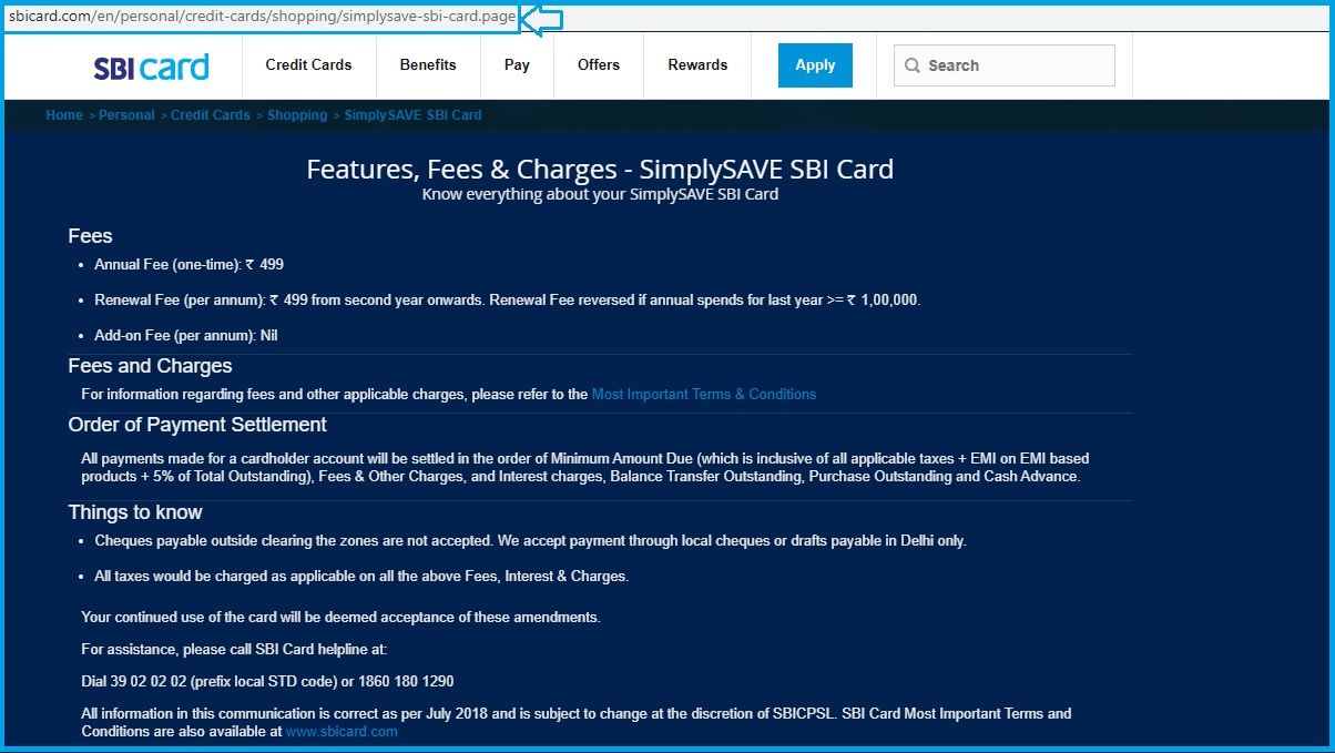 SBI SimplySAVE Credit Card